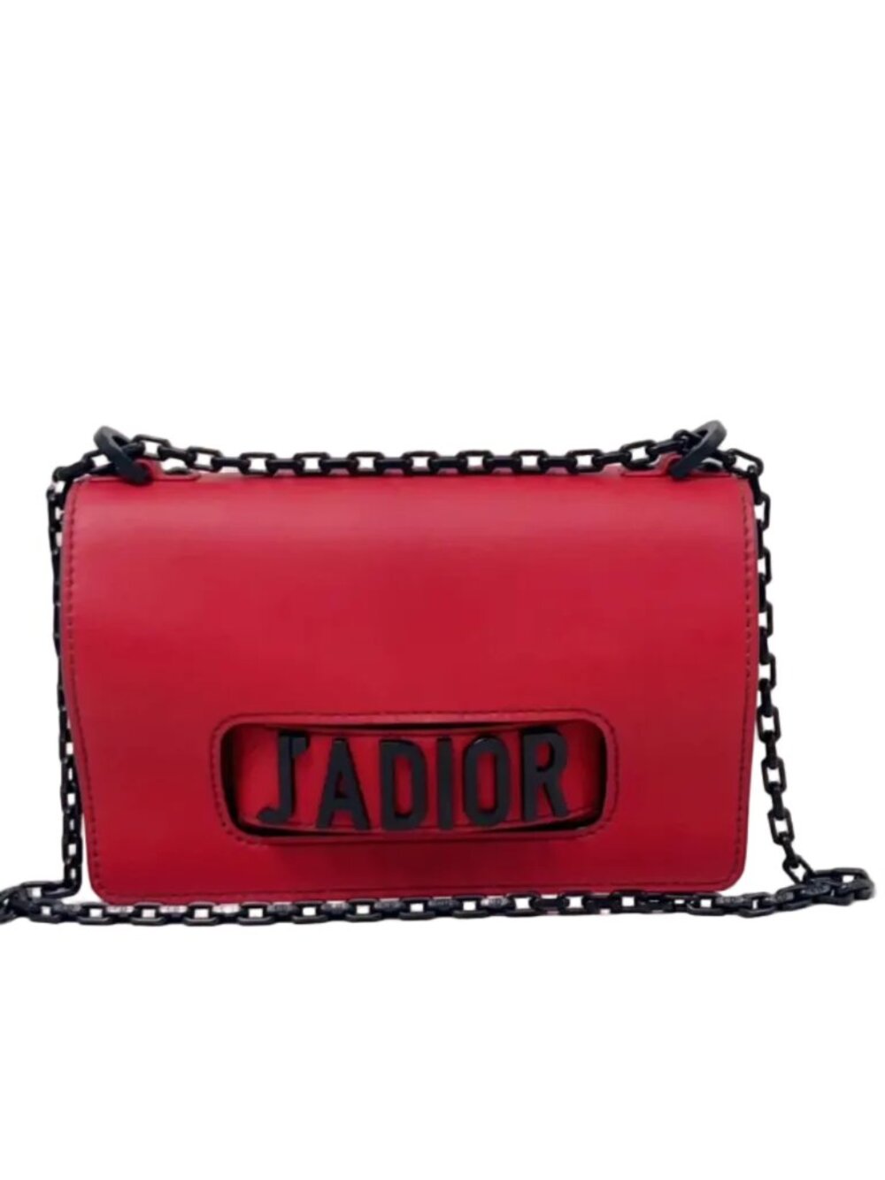 Christian Dior Ultra Matte Calfskin J’Adior Chain Flap Bag in Red/Black 2way Con